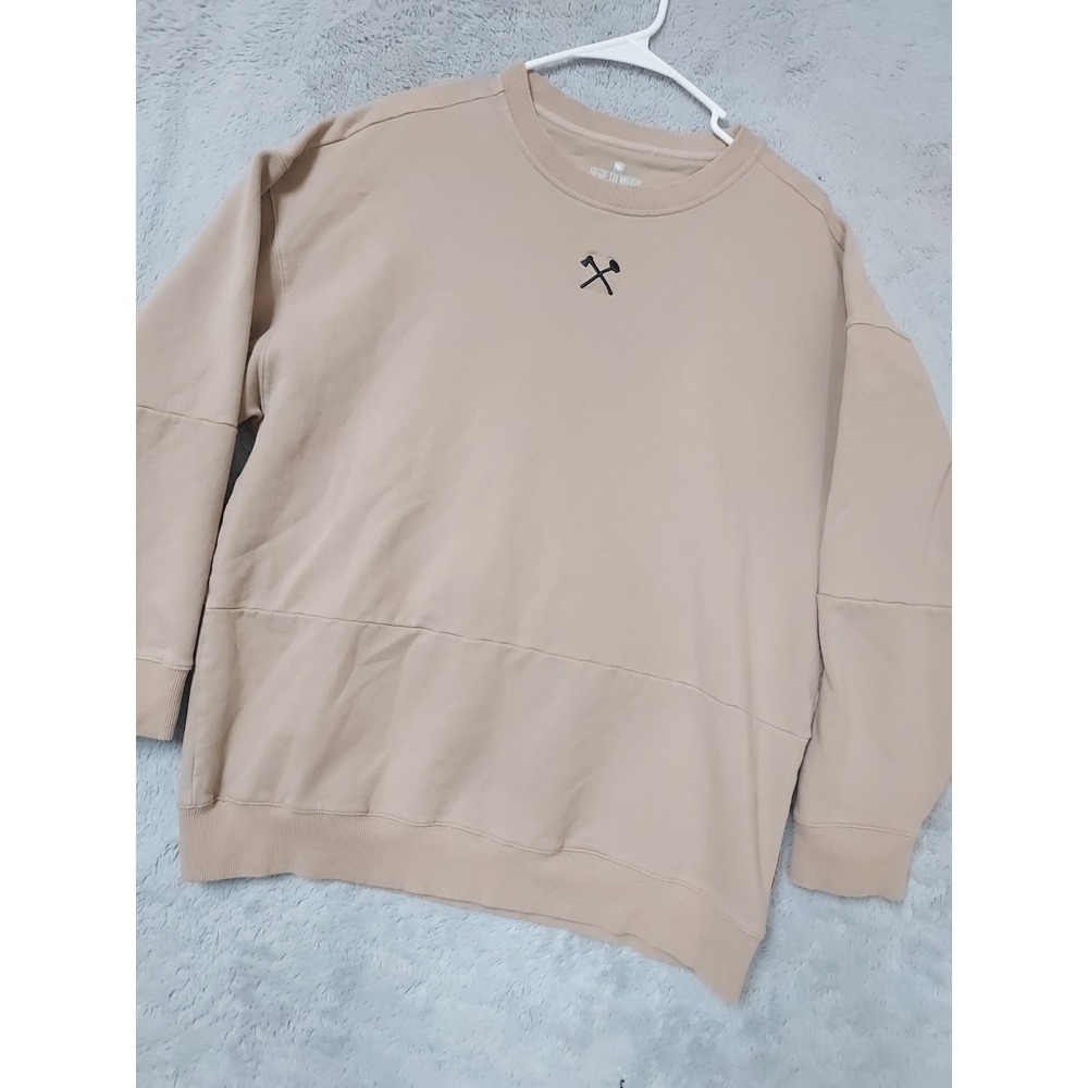 All American Roughneck Sweatshirt Mens XL AAR Crewneck Tan Heavyweight Workwear